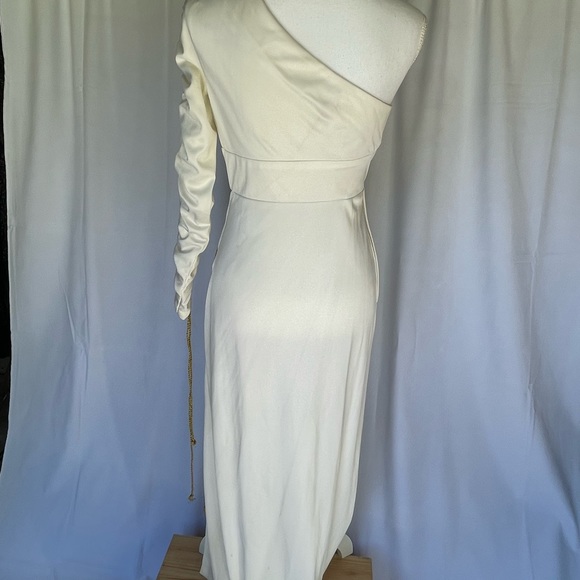 Vintage 1970’s Funky White One Shoulder Goddess Disco Maxi Dress - Picture 4 of 7